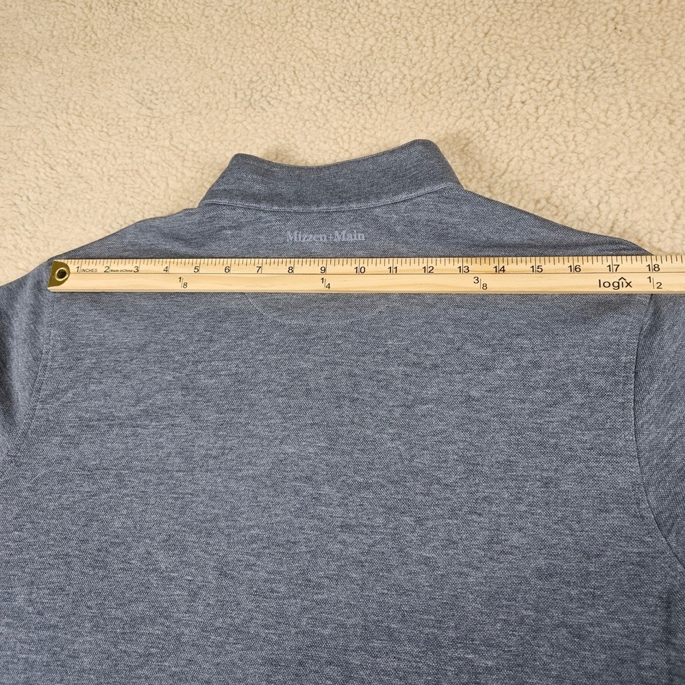 Mizzen+Main Quarter Zip Pullover Mens L Blue Heather Stretch Knit Coastal Preppy - Picture 12 of 15